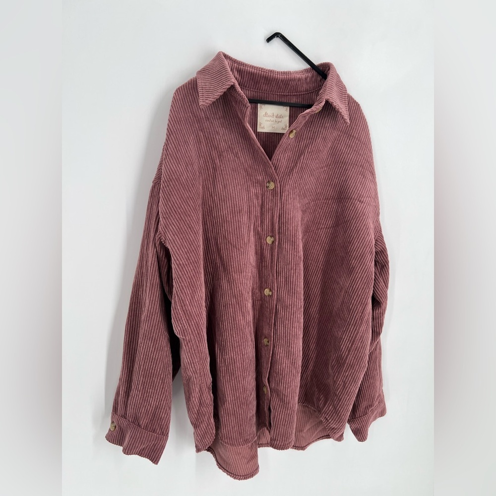 Altar’d State Oversized Corduroy Button Down Shirt Shacket - Picture 4 of 7
